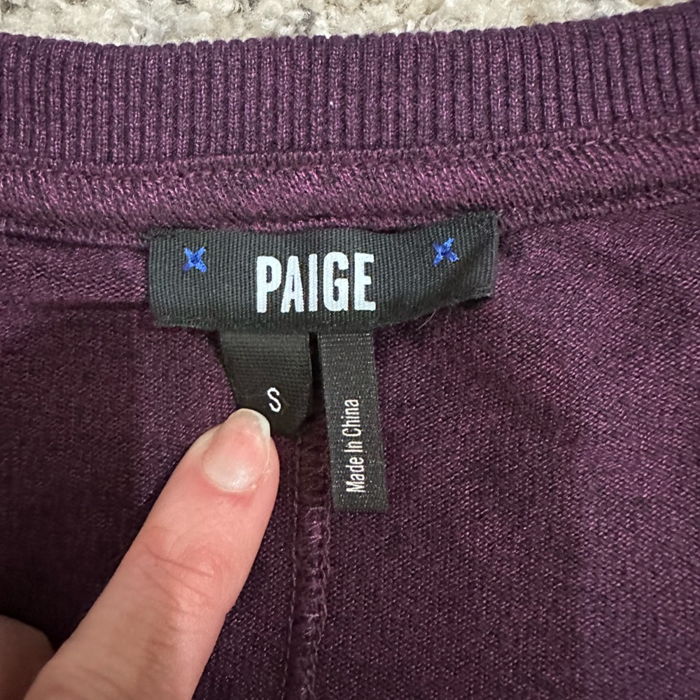 PAIGE Arizona Puff Sleeve Sweater Top Plum Purple - Picture 4 of 5